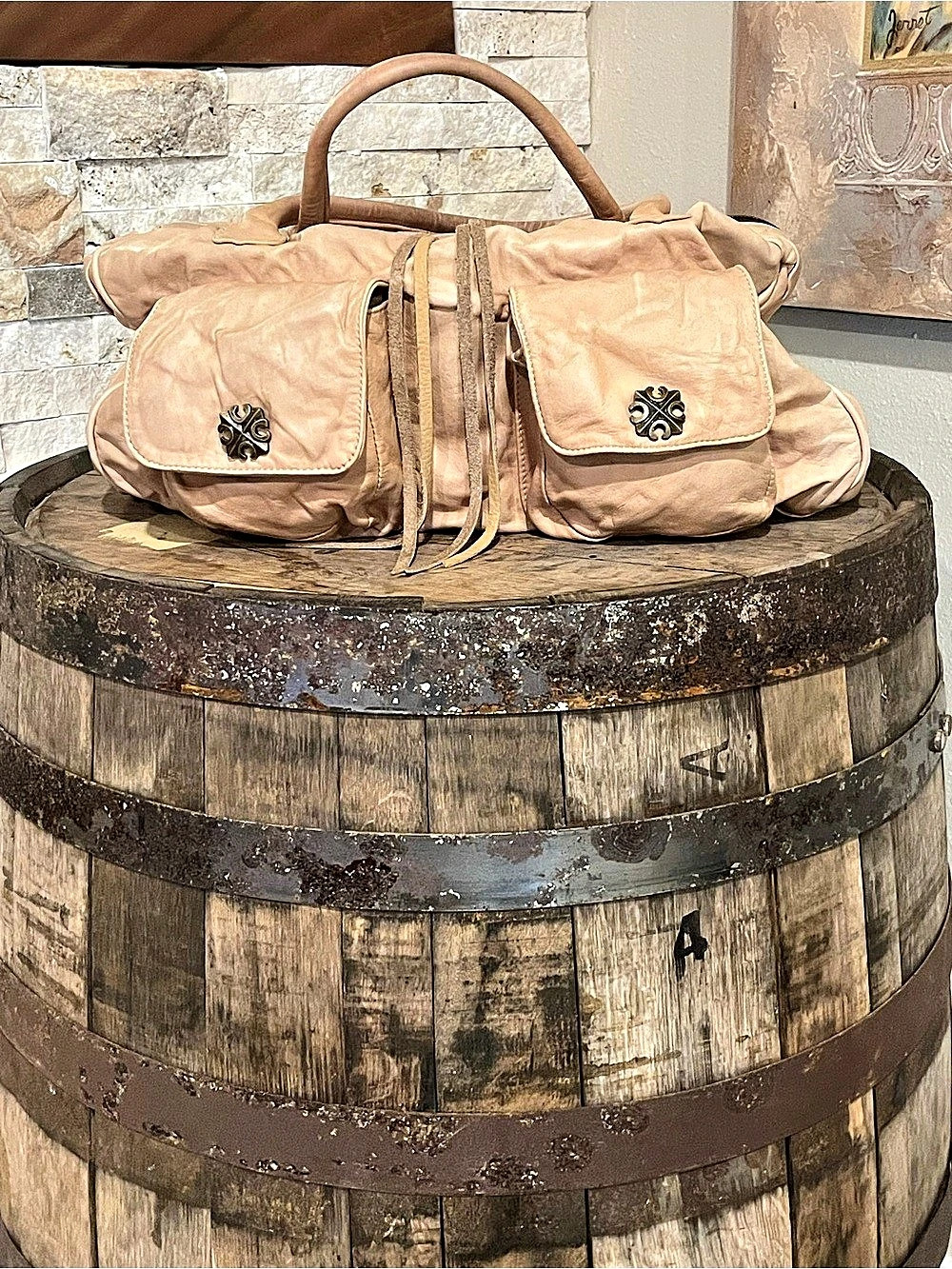 Tylie Malibu Leather Shoulder Bag in Camel